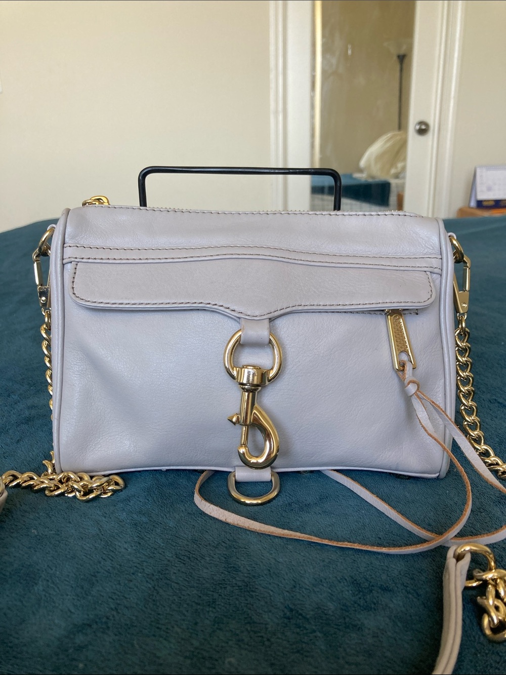 Rebecca Minkoff Mini MAC Crossbody in Light Lavender Gray with Gold Hardware